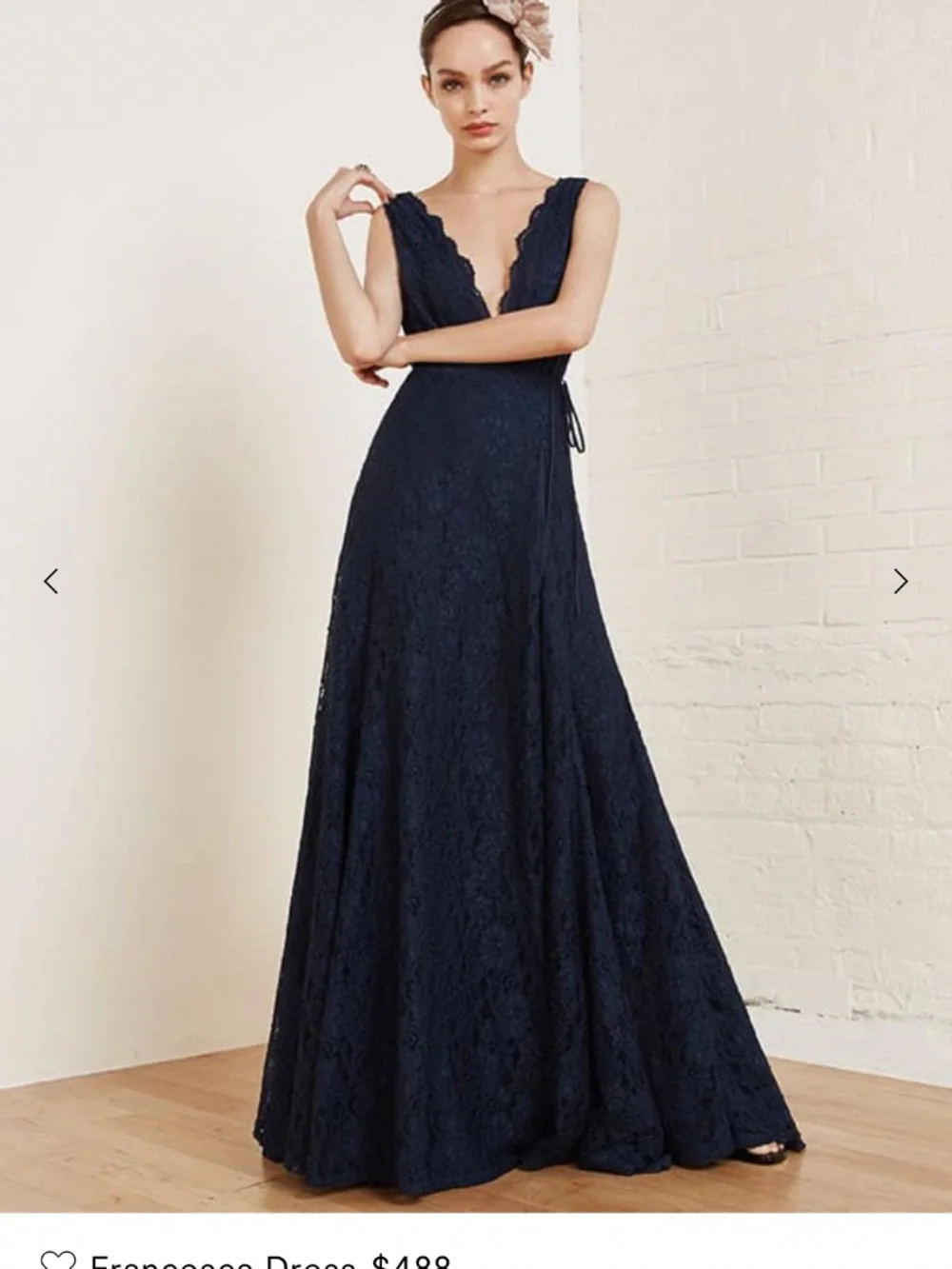 Reformation NWT Size 12 $488 Francesca Deep Navy Plunge Lace Dress Wedding Gown - Picture 2 of 11